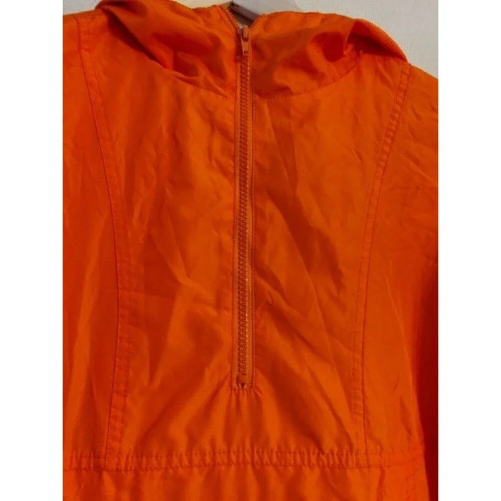 Men's Turfer Sport 1/2 Zip Hooded Orange Windbreaker Size XS See discription